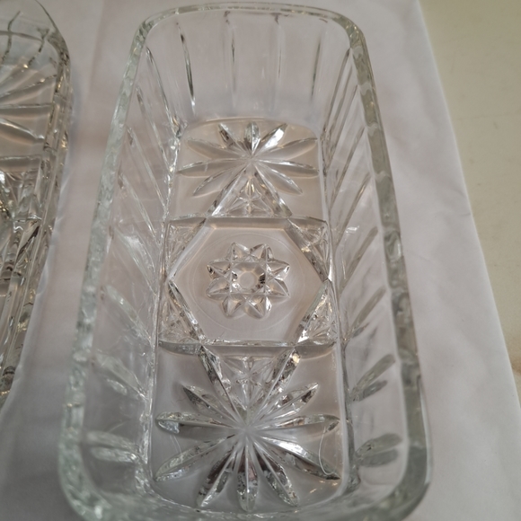 Vintage Anchor Hocking clear glass Star of David Butter dish 2 piece - Picture 4 of 5